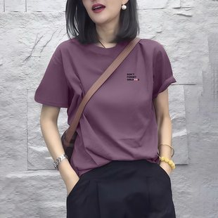 潮流圓領印花洋氣上衣寬松大碼 2025新款 女士時尚 休閑短袖 夏季 t恤