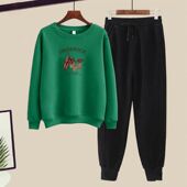 卫衣套装 上衣裤 女新款 加绒加厚宽松洋气长袖 子两件套 春秋冬季 韩版