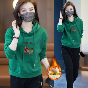 宽松连帽卫衣女春秋洋气中老年妈妈减龄长袖 加绒显瘦套头上衣外套