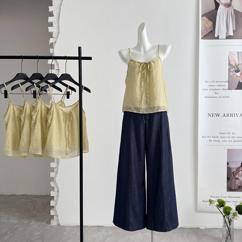ifashion度假风系带假两件吊带女外穿休闲宽松显瘦设计感无袖上衣