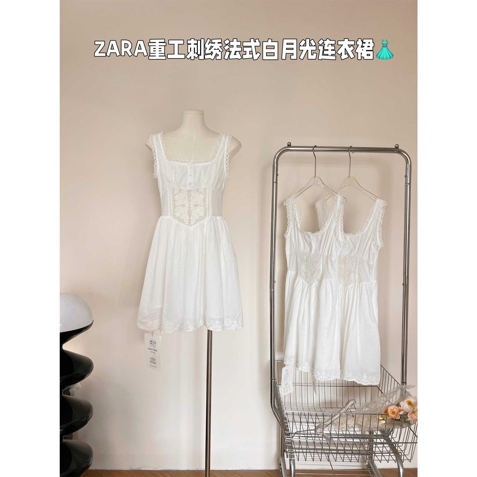 法式蕾丝刺绣迷你吊带修身连衣裙2025夏季女新款甜美重工花边短裙图片