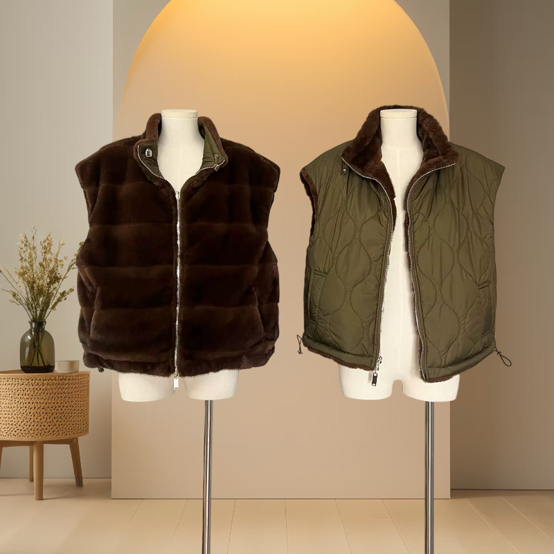 25冬奢暖双面两穿老钱立领造型拉链绗缝环保水貂马甲皮草夹棉马甲,女装/女士精品,马夹,淘宝优惠券,粉丝福利购,淘宝优惠卷