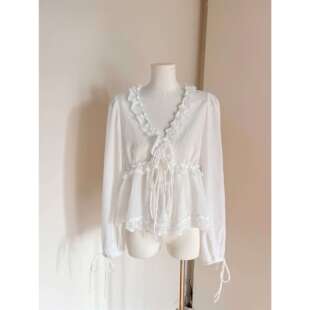 ifashion自制2026新款灯笼袖上衣女轻薄透气蕾丝小衫