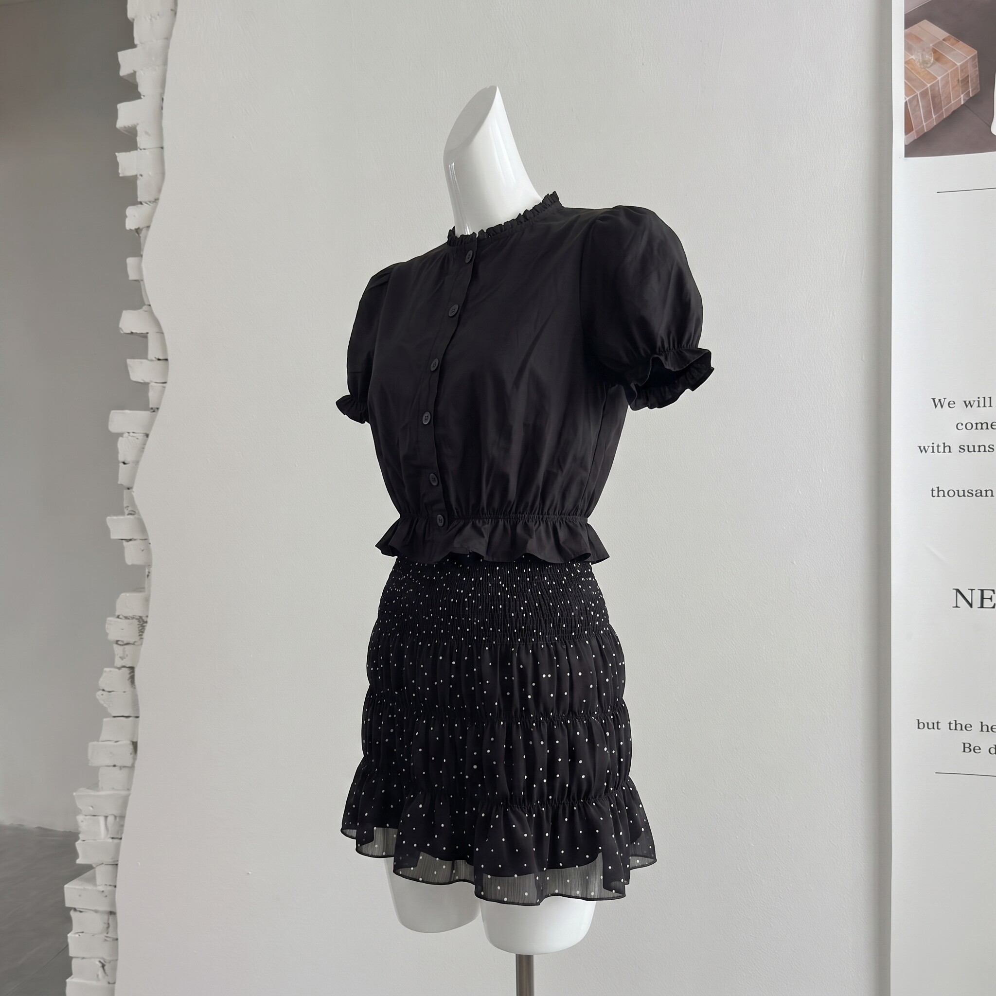 ifashion自制2026新款花苞腰波点半身裙女夏显瘦雪纺小蛋糕裙短裙图片