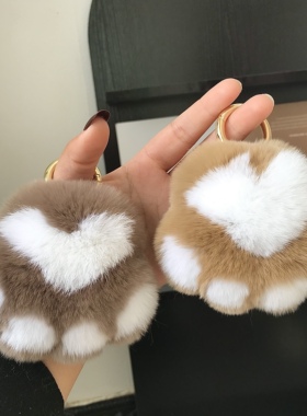 【小猫爪】真獭兔毛汽车钥匙扣挂件可爱毛绒球包包挂饰生日礼物