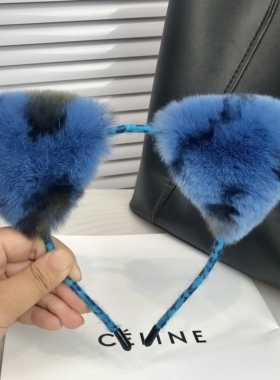 洗脸发箍女真獭兔毛毛猫耳朵发饰网红可爱毛绒头饰少女发卡头箍