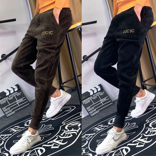 秋冬新款条绒休闲裤修身百搭网红