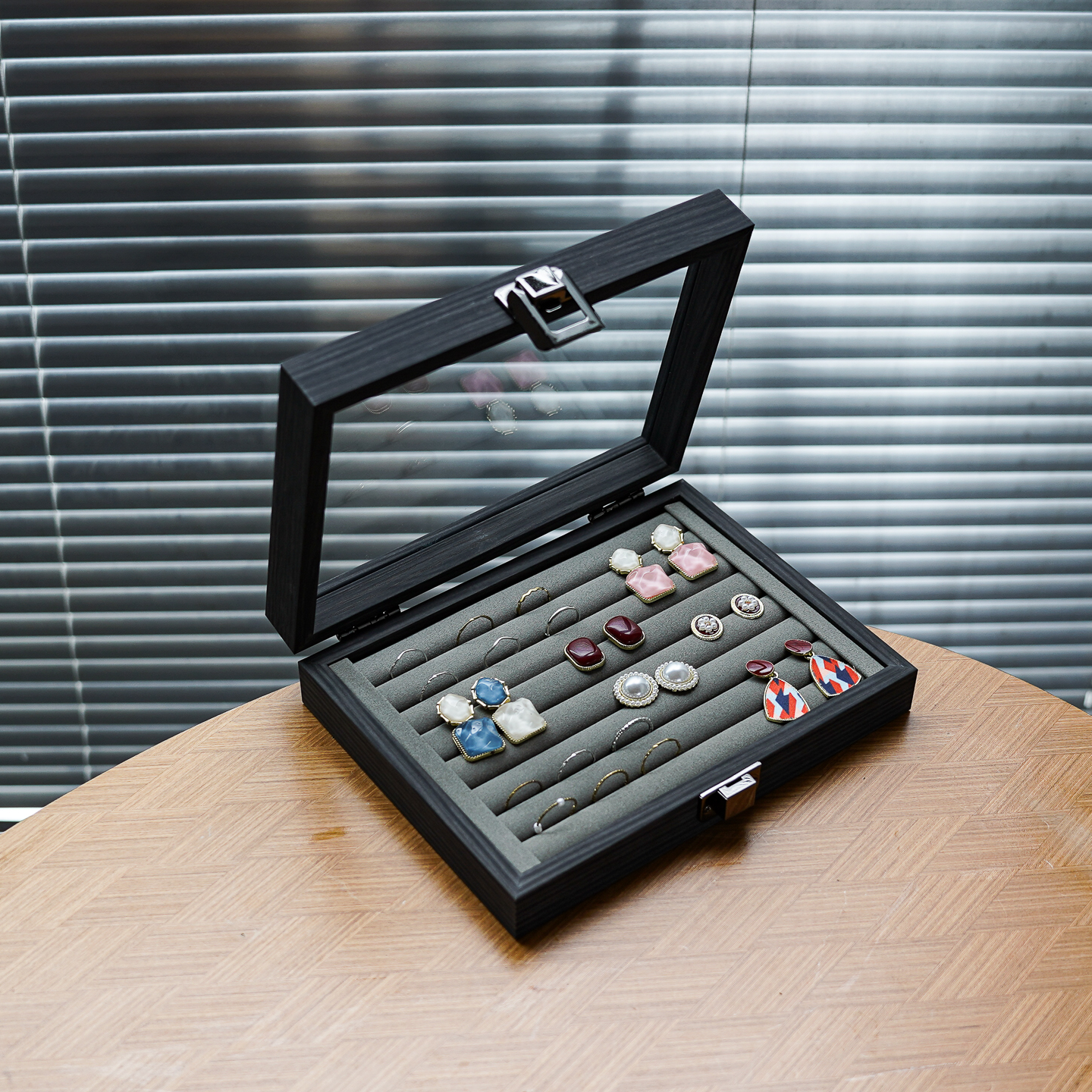 黑檀纹木质戒指首饰收纳盒