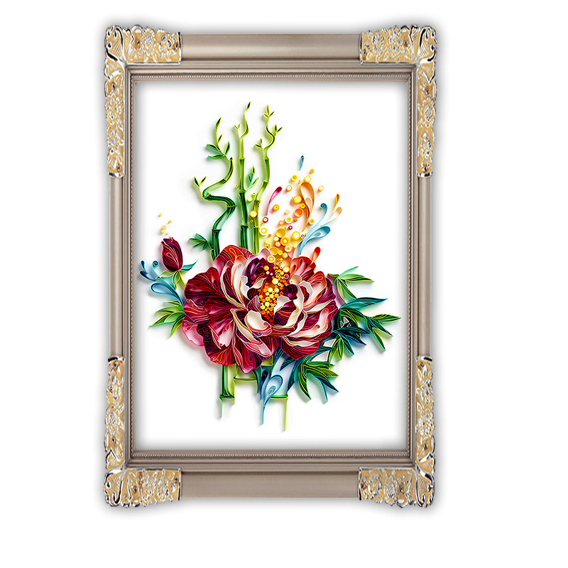 衍纸材料包A3套diy手工折纸平安富贵竹卷纸装饰成品画定制包邮