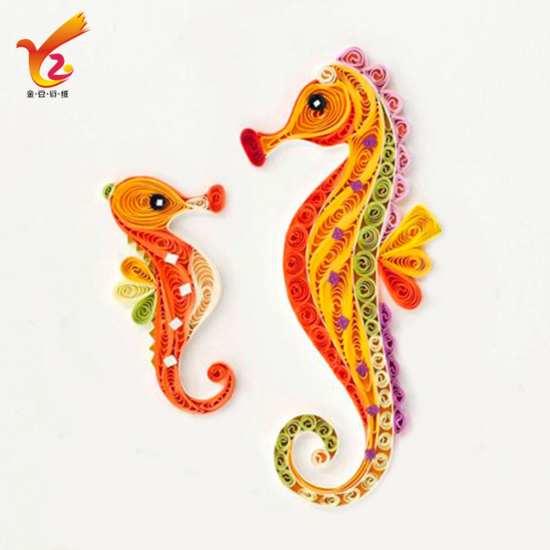 衍纸手工diy幼儿园儿童海马材料包套装剪纸折纸卷纸母亲节成品画