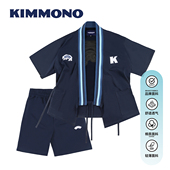 和服外套 浴服套装 KIMMONO熊系日系刺绣藏青5分袖 甚平开衫