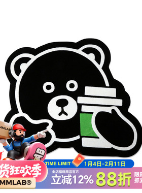 MCREW KOHIBEAR咖啡熊LOGO时尚潮流居家家居手工织黑色卡套地毯垫