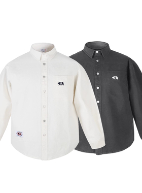 MCREW CABEAR加州熊刺绣LOGO藏青米白色简约宽松加厚长袖衬衫外套