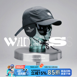 MCREW WILDNESS机能系列刺绣运动护耳黑色深灰速干短弯檐棒球帽
