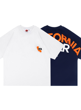 MCREW 加州熊系列BEAR刺绣夏季加厚重磅蝙蝠袖落肩宽松版短袖T恤