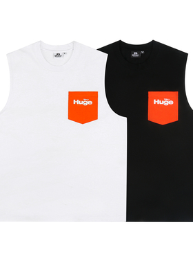 MCREW HugeBear夏季运动撞色贴袋白色黑色重磅无袖T恤健身背心