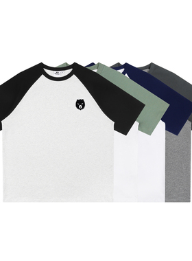 MCREW FURYBEAR系列简约LOGO刺绣300g重磅加厚宽松版拼色插肩T恤