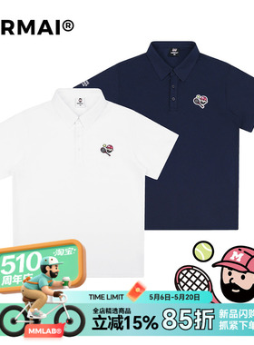 MRMAI麦生系列夏季简约老钱风小LOGO刺绣白色藏青珠地短袖POLO衫