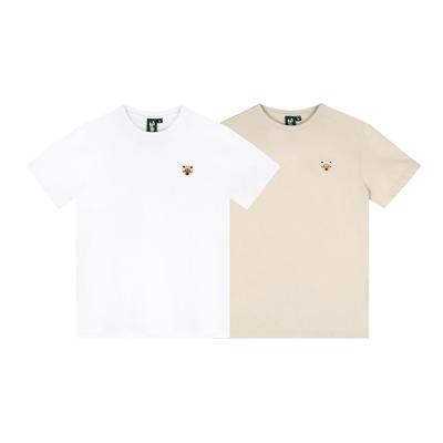 MCREW WILDNESS系列简约刺绣logo白色卡其色纯棉圆领短袖T恤