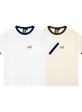 MCREW WILDNESS户外系列简约拼色白色卡其色纯棉圆领短袖T恤