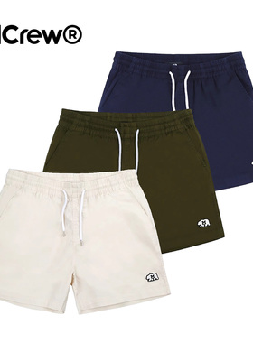 MCREW CABEAR加州熊LOGO藏青军绿色健身运动宽松薄款四分短裤