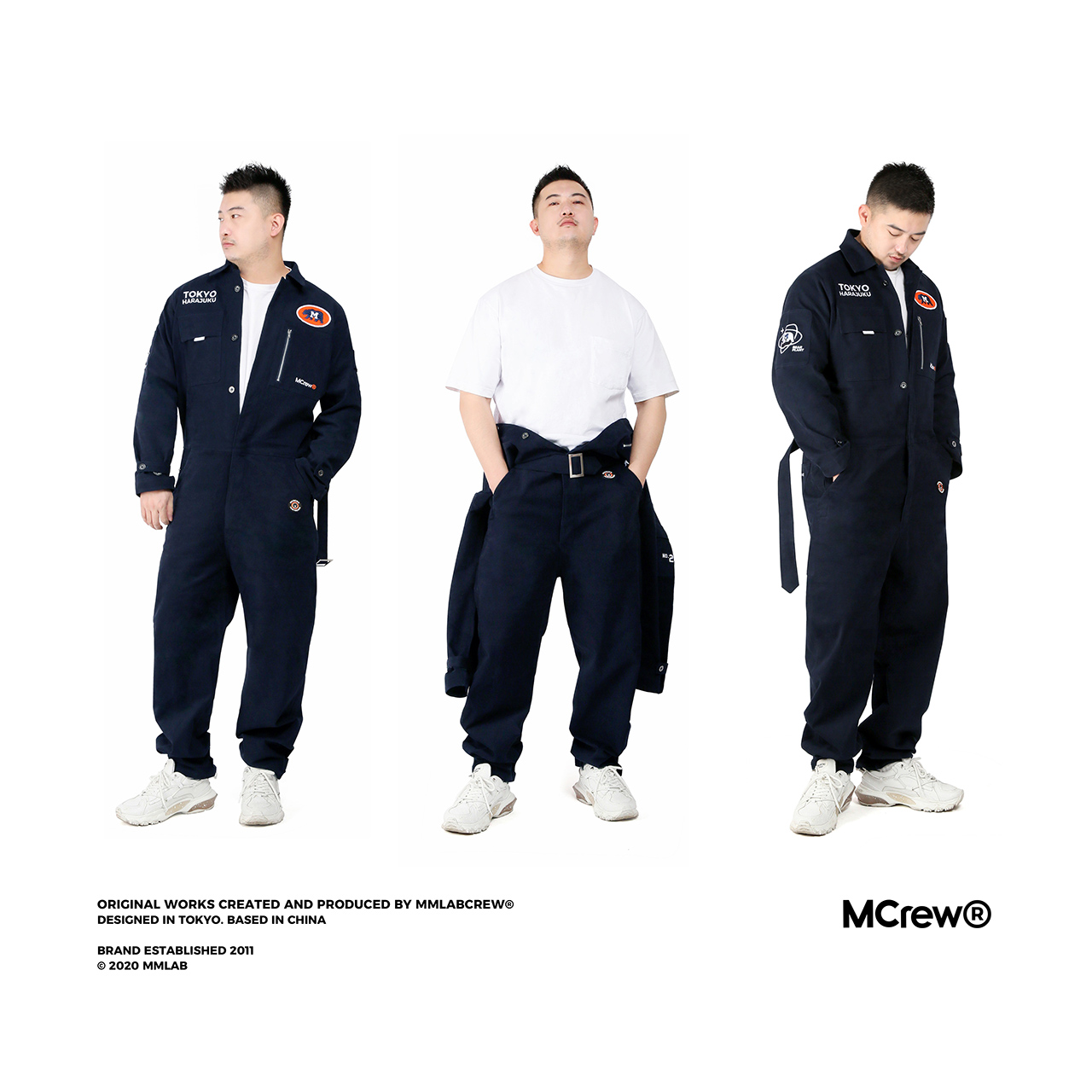 MCREW加厚工装风藏青蓝连体衣裤