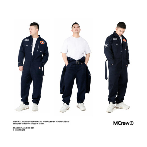 MCREW加厚工装风藏青蓝连体衣裤