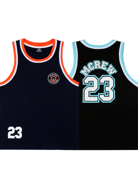 MCREW夏季新款熊头logo23印花黑色藏青纯棉运动休闲健身印花背心