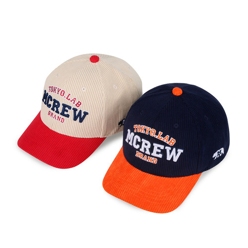 mcrew简约LOGO拼色灯芯绒鸭舌帽