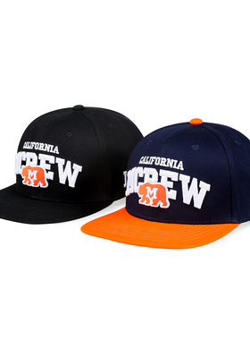 MCREW CABEAR加州熊立体LOGO刺绣藏青黑色拼色平檐帽嘻哈棒球帽