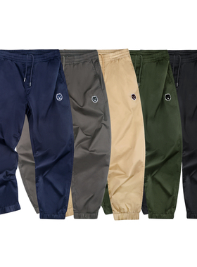 FURYBEAR愤怒熊系列LOGO刺绣藏青卡其深灰斜纹薄款工装布裤长裤