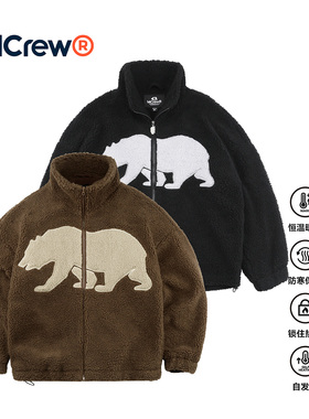 MCREW CABEAR系列黑色立领防风保暖加厚加绒羊羔绒内里加绒外套