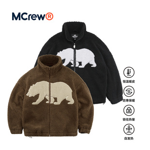 MCREW CABEAR系列黑色立领防风保暖加厚加绒羊羔绒内里加绒外套