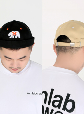 MCrew cabear加州熊LOGO刺绣黑色卡其街头潮流雅痞帽瓜皮帽无檐帽
