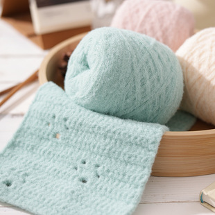 6股手工diy钩织华夫饼围巾暖和薄荷牛奶慕斯云朵棉特色围巾毛线团