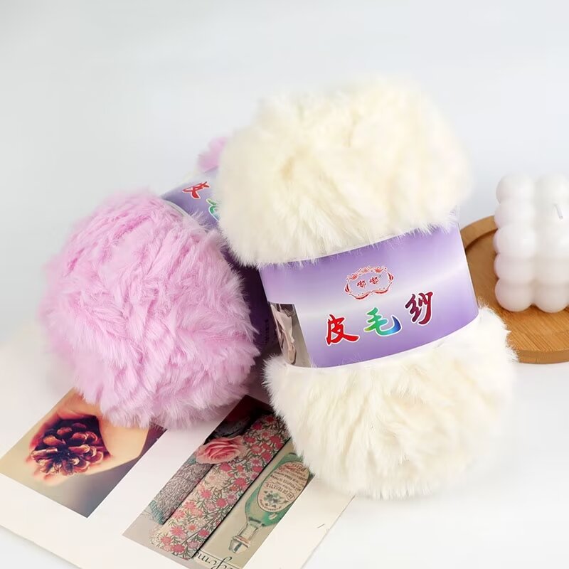 批发特粗皮毛纱毛线团仿貂绒裘皮绒皮草水貂线手工diy编织围巾线