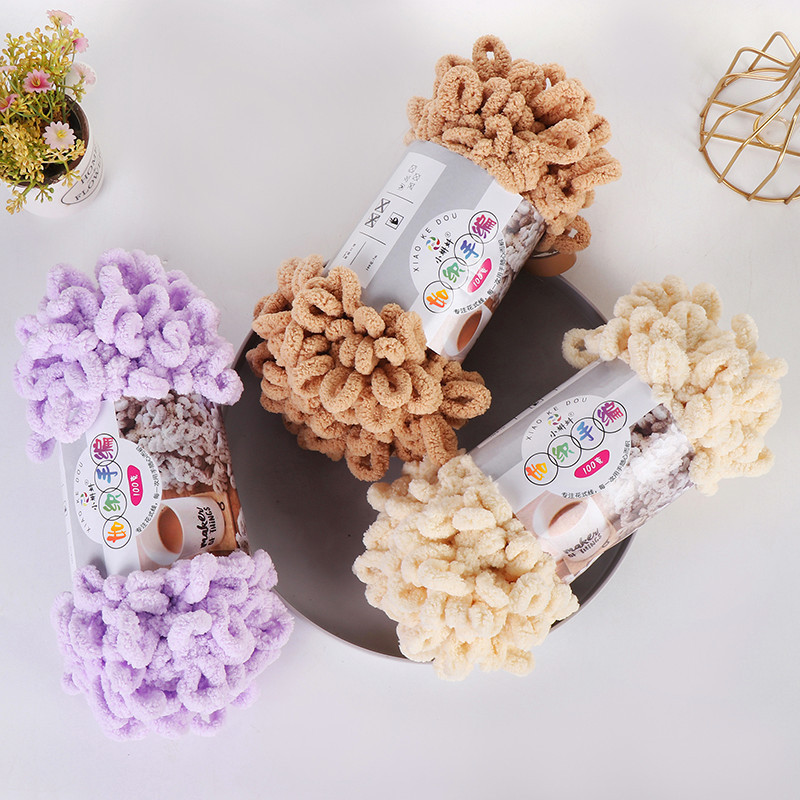 手指甜甜圈小耳朵纱手工diy编织中粗毛线家居抱枕毯子毛线团