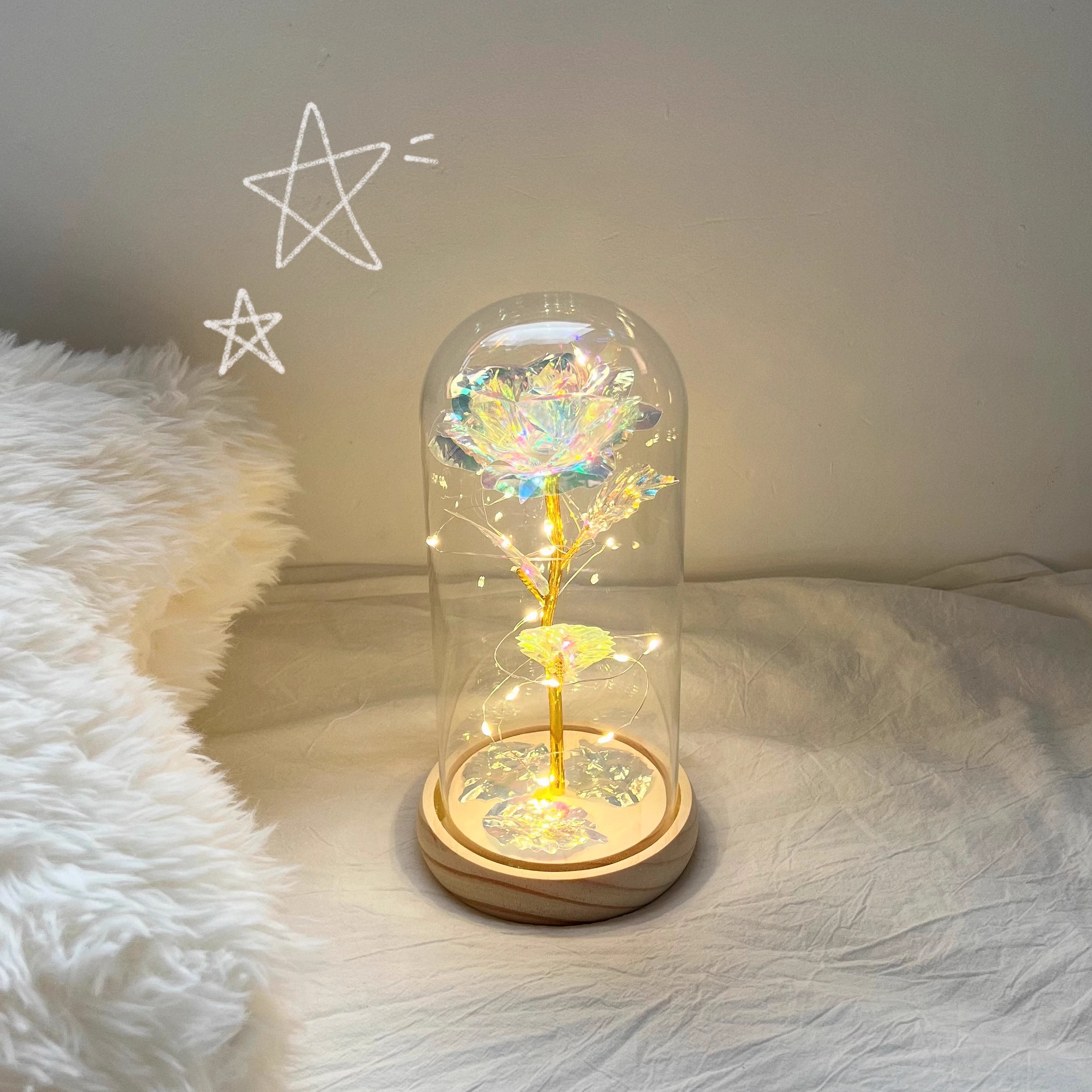 金箔玫瑰花永生花小夜灯