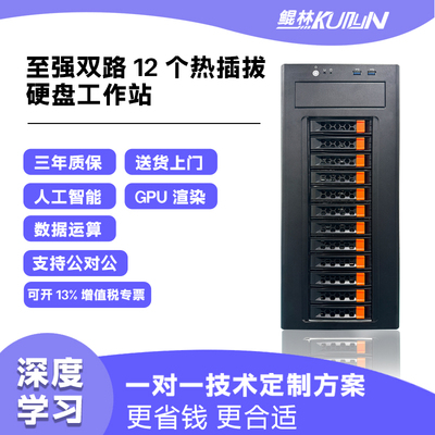 鲲林 图形工作站准系统双路CPU6133主机存储文件塔式309030803060