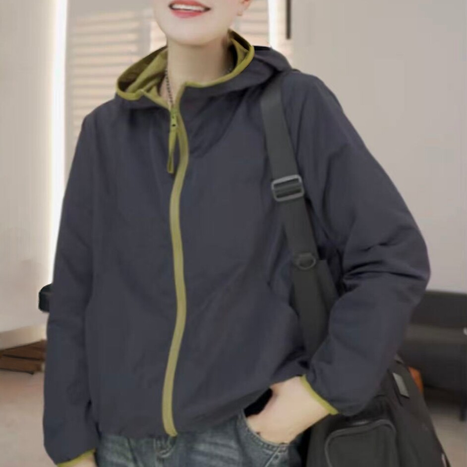 云姐姐上新  2026春新款休闲百搭双面穿连帽短外套运动户外两面穿