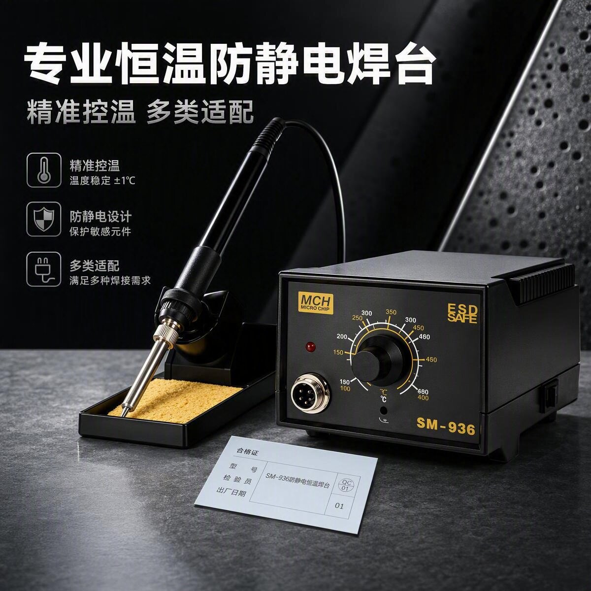 恒温防静电SM-936焊台可调温电烙铁手柄手机维修工具无铅环保