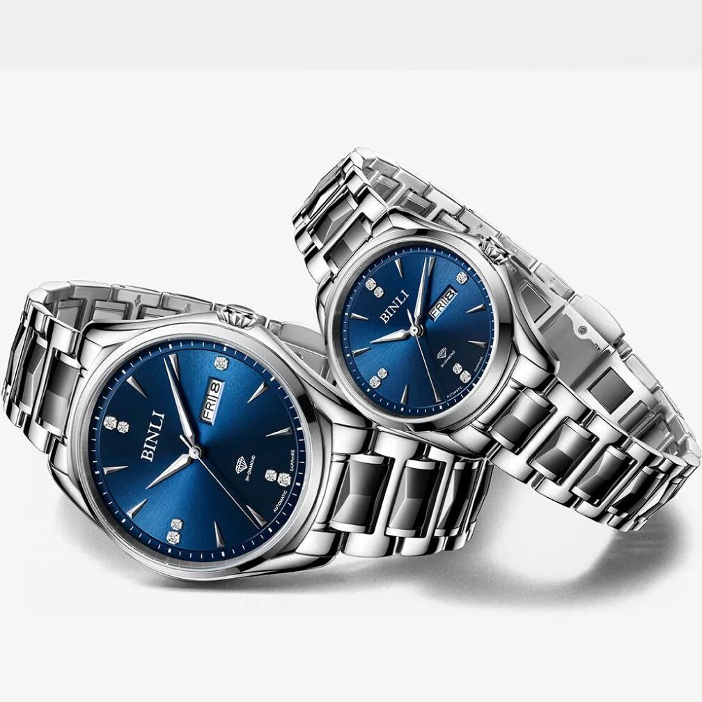 新款宾利6130手表间钨钢12点真钻全自动机械表男女情侣商务手表女