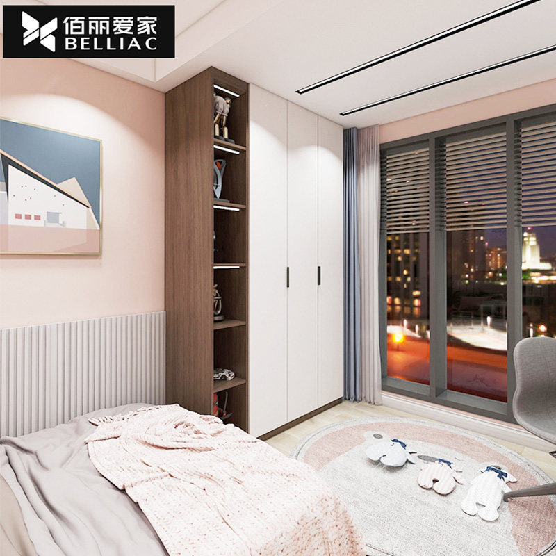 佰丽爱家全屋定制卧室衣柜对开门家用卧室收纳分层隔板衣服柜子