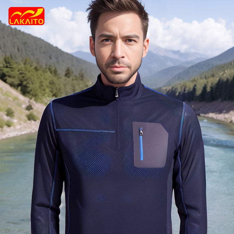 速干衣男长袖立领排汗夏季透气户外运动上衣登山徒步爬山快干t恤