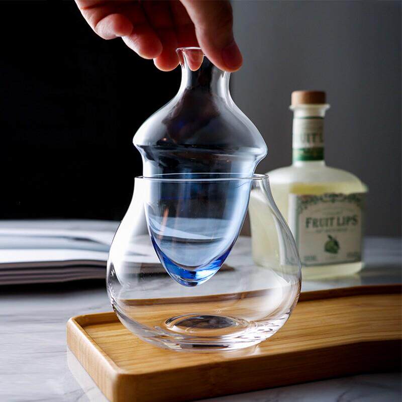 日式冰蓝冰酒壶玻璃酒具组套小型分酒醒酒器家用温酒缸白酒杯创意