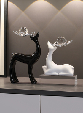 福鹿装饰摆件轻奢高档客厅玄关酒柜电视餐边柜乔迁礼物桌面工艺品