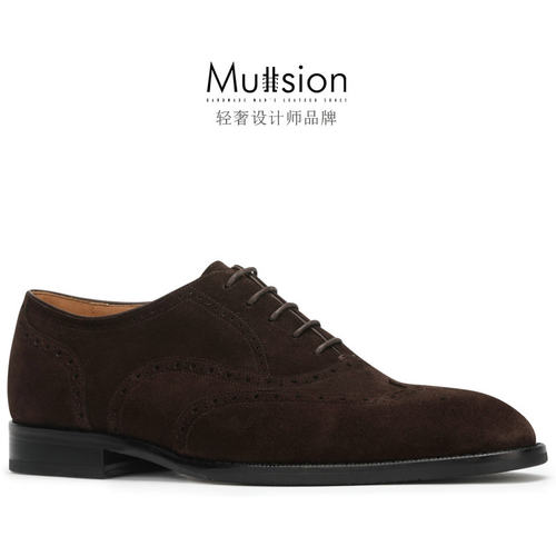 Muttsion商务休闲皮鞋布洛克雕花