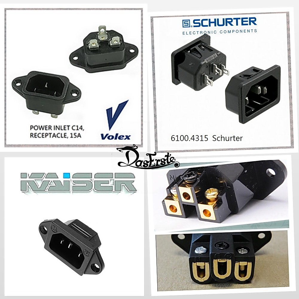 发烧schurter舒特6100volex镀金iec电源尾插座kaiser交流电品字形