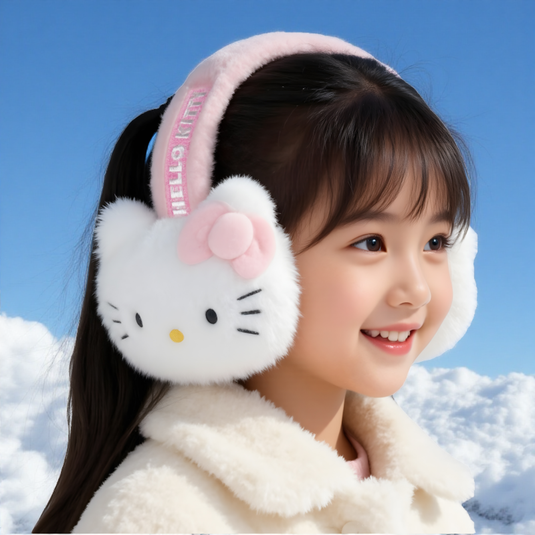 KT猫儿童耳罩围巾秋冬季新品防寒保暖毛绒耳暖女童女孩宝宝耳包