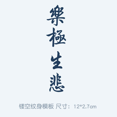 果汁贴半永久小纹身镂空贴汉字模板海娜膏乐极生悲12*2.7cm